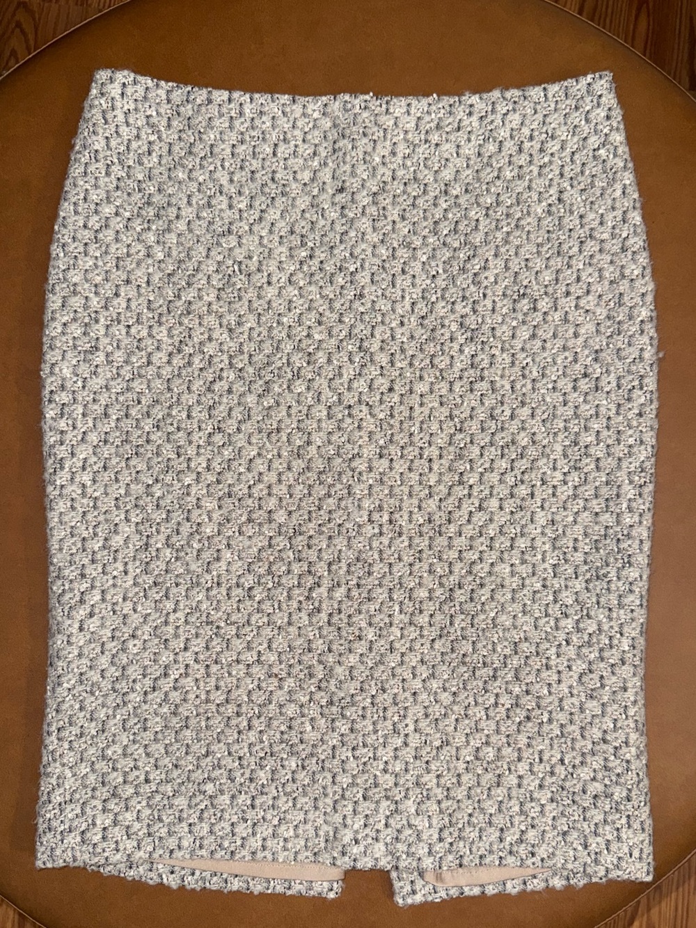 Textured Cream Tweed Pencil Skirt - Women's